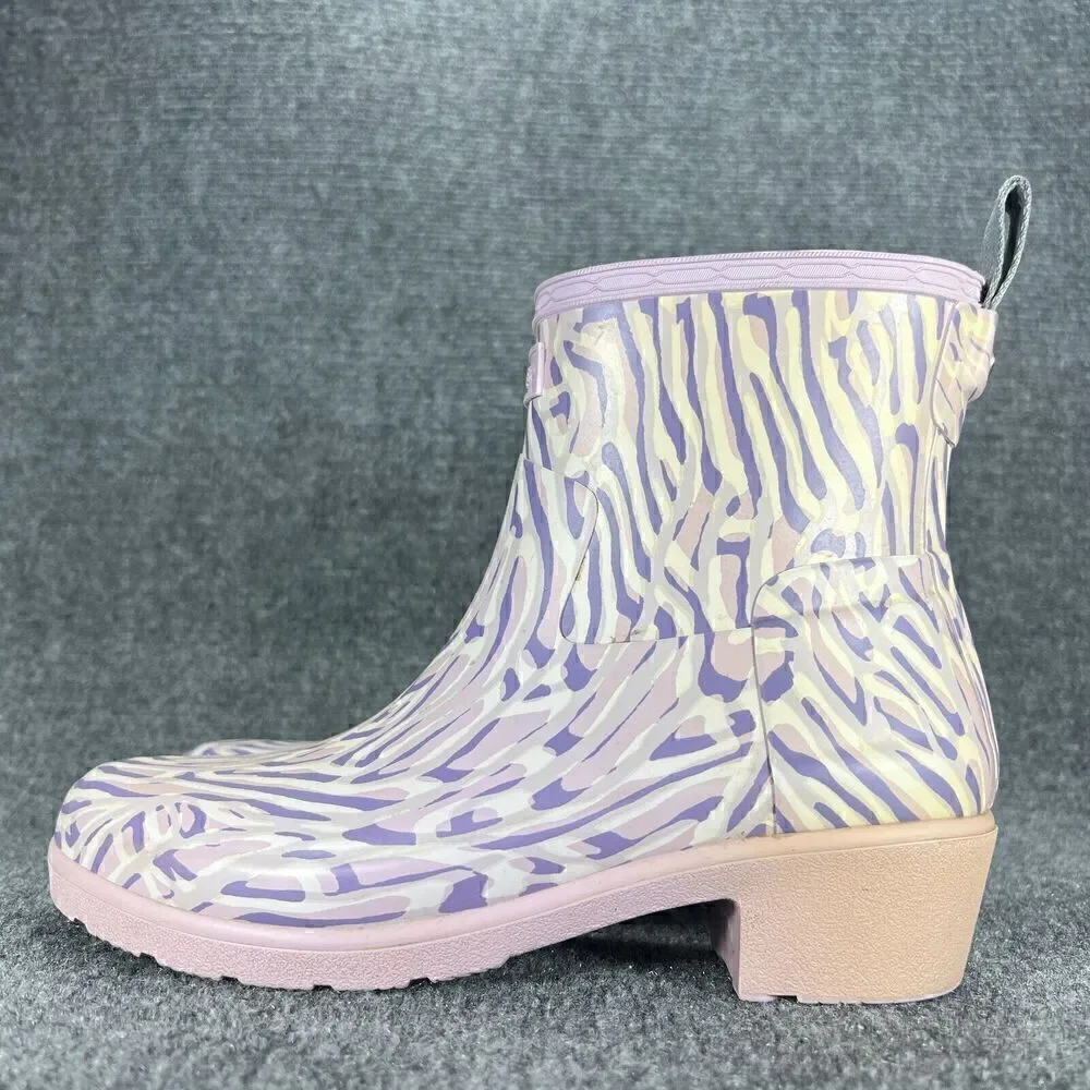 Hunter Boots Womens 7 Purple Short Low Rubber Rain Pull On Ankle Booties Shoes